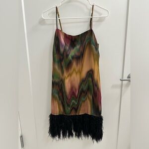 Topshop mini dress with feathers